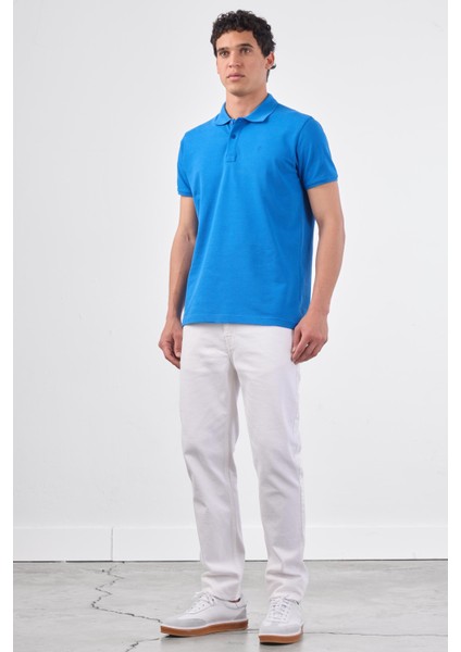Saks Polo Yaka Pamuklu Düz Renk Slim Fit Erkek T-shirt modelleri