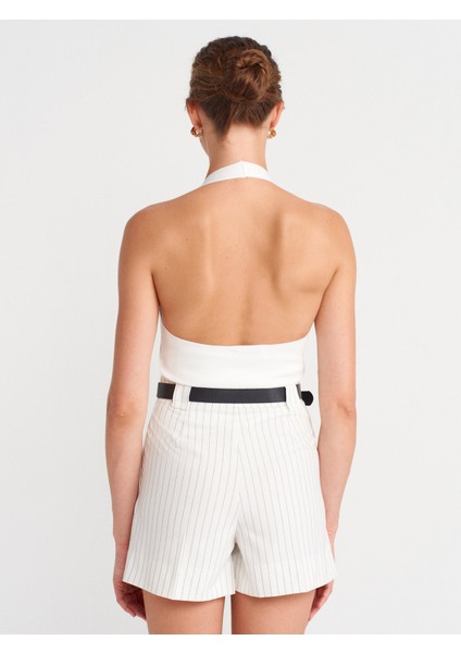 72147 Normal Bel Pili Detaylı Şort-Beyaz fiyatları