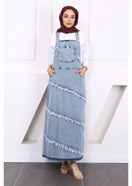 Mavi Püskül Detaylı Cepli Kot Jile