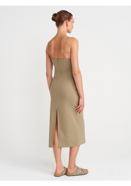 91479 Büzgülü Midi Elbise-Çağla fiyatları