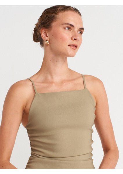 91479 Büzgülü Midi Elbise-Çağla modelleri