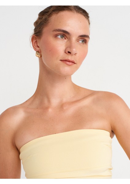 91368 Straplez Midi Elbise-Açık Sarı modelleri