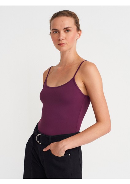 20901 Ince Askılı Poliamid Top-Mor