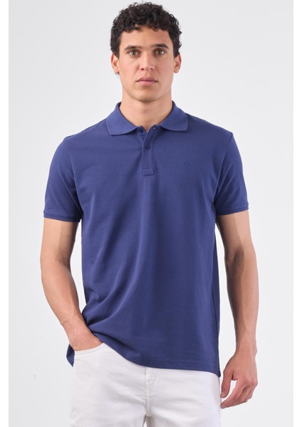 Lacivert Polo Yaka Pamuklu Düz Renk Slim Fit Erkek T-shirt indirimleri