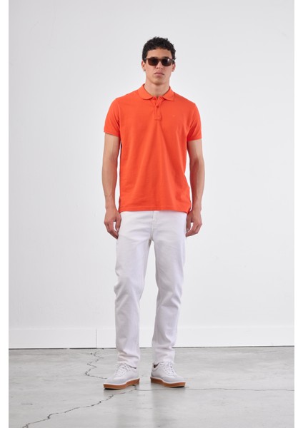 Kırmızı Polo Yaka Pamuklu Düz Renk Slim Fit Erkek T-shirt modelleri