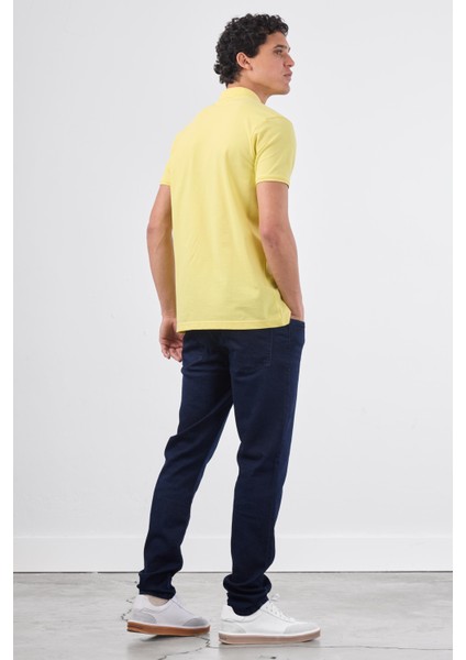 Sarı Polo Yaka Pamuklu Düz Renk Slim Fit Erkek T-shirt fırsatları