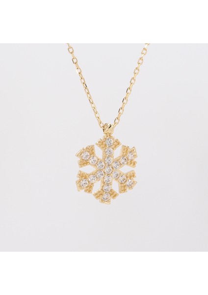 14 Ayar Altın Kar Tanesi Kolye Taş Detaylı fırsatları