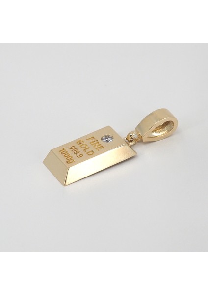 14 Ayar Altın Külçe Şeklinde Kolye Ucu - KU01