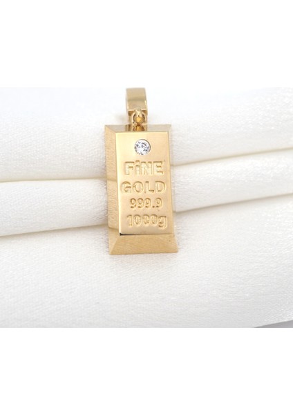 14 Ayar Altın Külçe Şeklinde Kolye Ucu - KU01 fiyatları