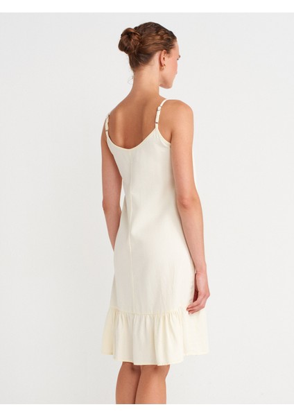 90572 Alt Bölümü Büzgülü Kısa Denim Elbise-Sarı fiyatları