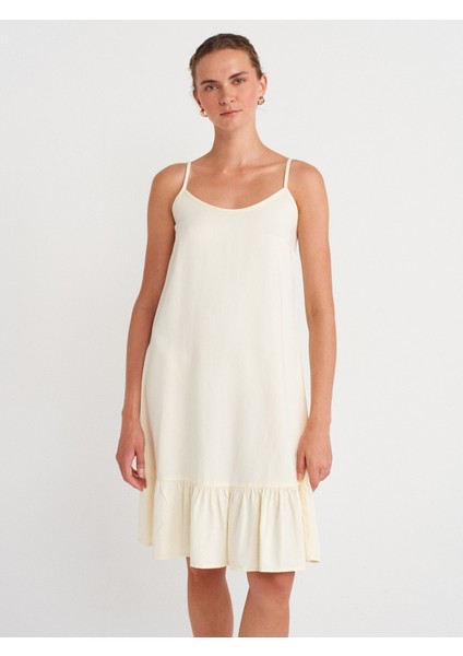 90572 Alt Bölümü Büzgülü Kısa Denim Elbise-Sarı fırsatları