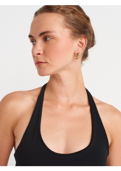 91508 Halter Yaka Mini Elbise-Siyah modelleri