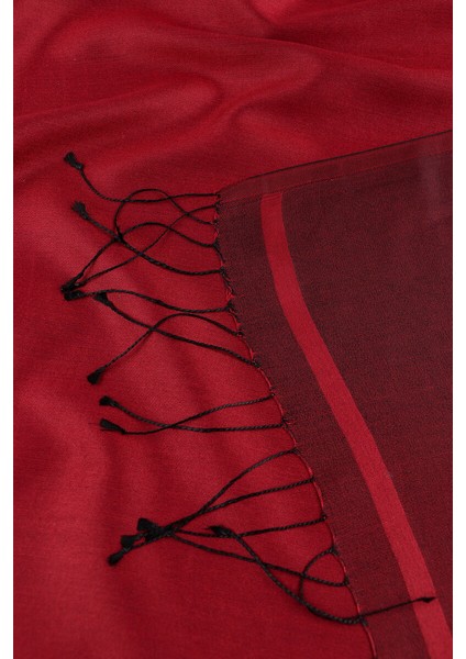 Bordo Siyah Çift Taraflı Ipek Şal indirimleri