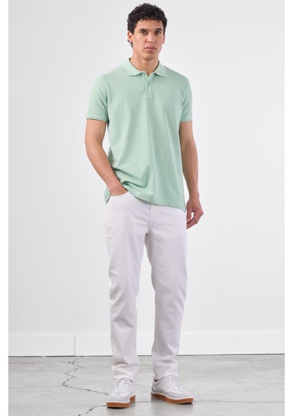Mint Yeşili Polo Yaka Pamuklu Düz Renk Slim Fit Erkek T-shirt modelleri