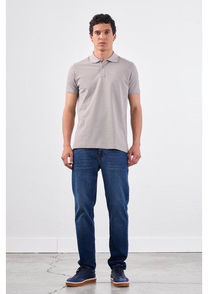 Gri Polo Yaka Pamuklu Düz Renk Slim Fit Erkek T-shirt fiyatları
