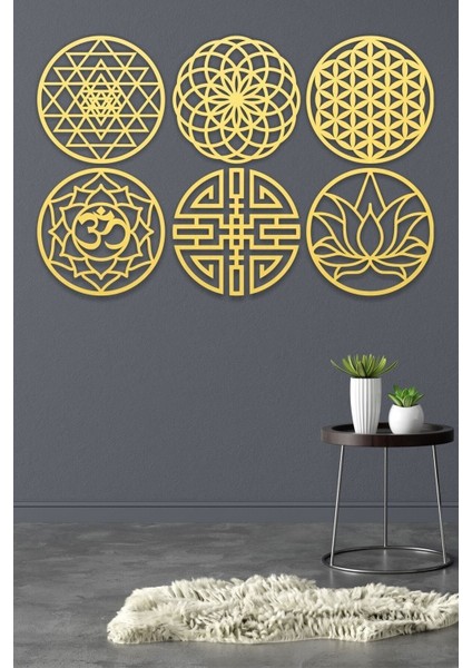 6'lı Sacret Geometri Seti, Duvar Dekoru Tablo, Şık ve Modern Tasarım