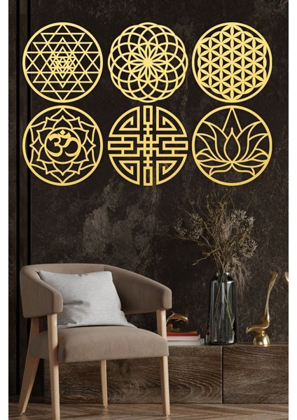 6'lı Sacret Geometri Seti, Duvar Dekoru Tablo, Şık ve Modern Tasarım indirimleri