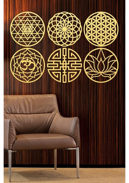 6'lı Sacret Geometri Seti, Duvar Dekoru Tablo, Şık ve Modern Tasarım