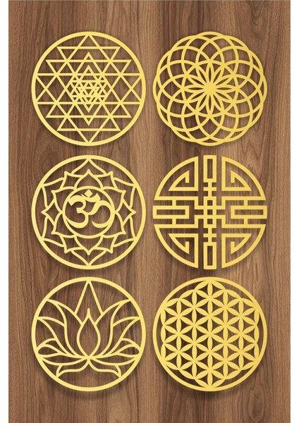 6'lı Sacret Geometri Seti, Duvar Dekoru Tablo, Şık ve Modern Tasarım