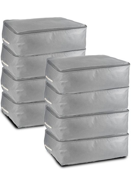 8'li Set 53X44X20 cm Home Organizer Çekyat & Baza Altı Düzenleyici Hurç Gri