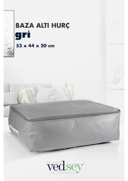 8'li Set 53X44X20 cm Home Organizer Çekyat & Baza Altı Düzenleyici Hurç Gri