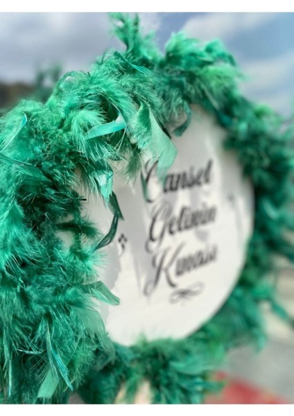 Yeşil Tüylü Gelin ve Kına Tefi, 28 Cm, Şık ve Sevimli Tasarım fiyatları