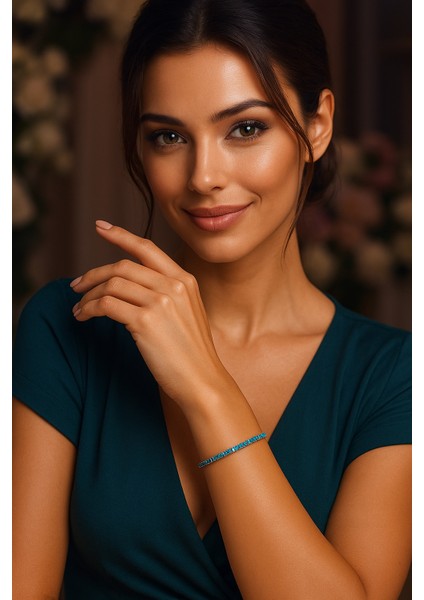 Misinalı Esnek Aquamarin Taşlı Kadın Gümüş Bileklik fiyatları