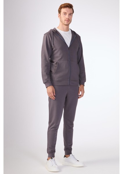 Antrasit Fermuar Kapamalı Kapüşonlu Erkek Regular Fit Sweatshirt modelleri