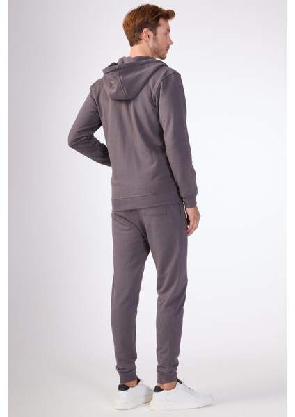 Antrasit Fermuar Kapamalı Kapüşonlu Erkek Regular Fit Sweatshirt fırsatları