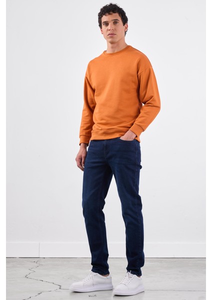 Kiremit Bisiklet Yaka Regular Fit Erkek Sweatshirt fırsatları