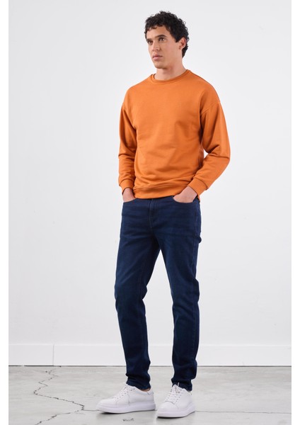 Kiremit Bisiklet Yaka Regular Fit Erkek Sweatshirt indirimleri