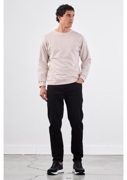 Bej Bisiklet Yaka Regular Fit Erkek Sweatshirt modelleri