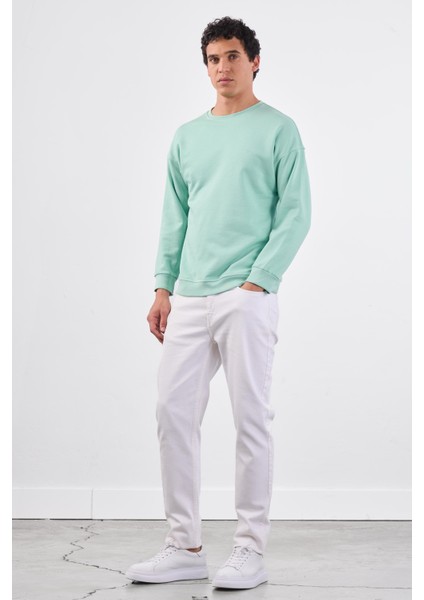 Mint Yeşili Bisiklet Yaka Regular Fit Erkek Sweatshirt fiyatları