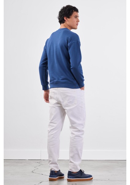 Açık Lacivert Bisiklet Yaka Regular Fit Erkek Sweatshirt fırsatları