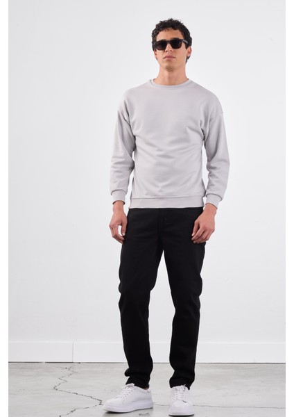 Açık Gri Bisiklet Yaka Regular Fit Erkek Sweatshirt modelleri