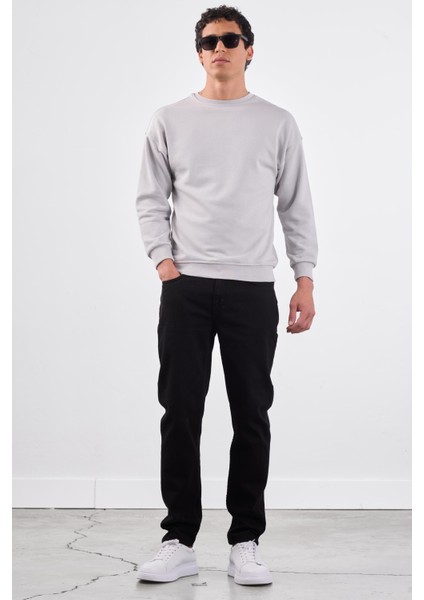 Açık Gri Bisiklet Yaka Regular Fit Erkek Sweatshirt fırsatları