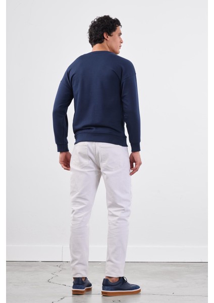 Lacivert Bisiklet Yaka Regular Fit Erkek Sweatshirt modelleri