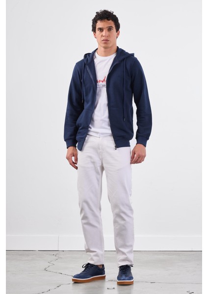 Lacivert Fermuar Kapamalı Kapüşonlu Erkek Regular Fit Sweatshirt fiyatları