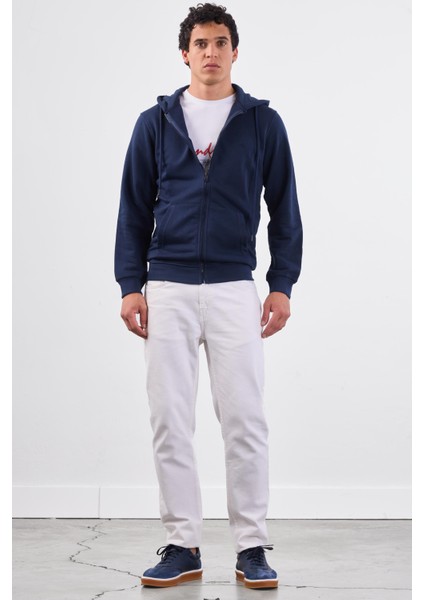 Lacivert Fermuar Kapamalı Kapüşonlu Erkek Regular Fit Sweatshirt modelleri