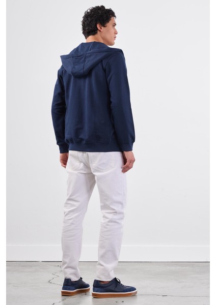 Lacivert Fermuar Kapamalı Kapüşonlu Erkek Regular Fit Sweatshirt indirimleri