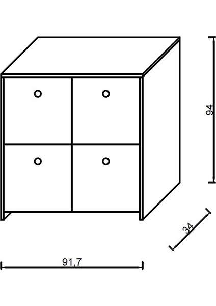 Kuzeylife Shiva Ayakkabılık 4 Kapaklı 4 Raflı Çok Amaçlı Dolap Beyaz-Safir Meşe