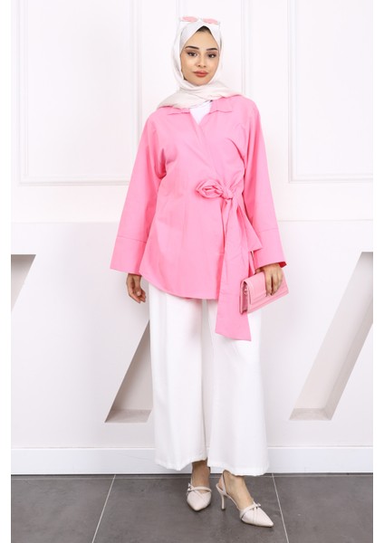 Pembe Yan Bağlamalı Kimono fiyatları