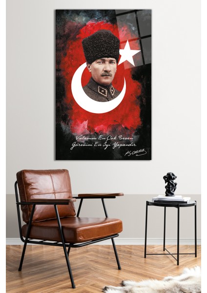 Ay Yıldız Atatürk Cam Tablo, Modern Ev ve Ofis Dekoru, Hediyelik Duvar Dekorasyonu, Kırılmaz Cam fiyatları
