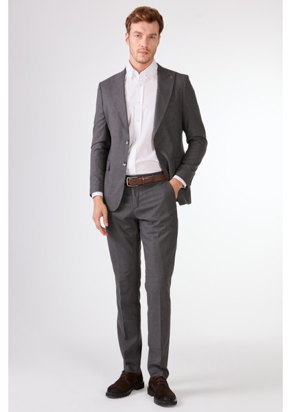 Koyu Gri Erkek Regular Fit Düz Mono Yaka Takım Elbise - 106912 fiyatları