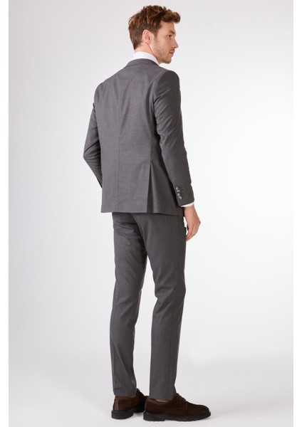 Koyu Gri Erkek Regular Fit Düz Mono Yaka Takım Elbise - 106912 indirimleri