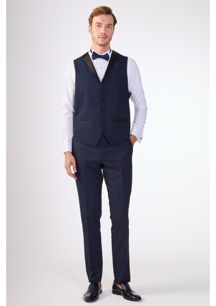 Lacivert Erkek Modern Fit Armürlü Smokin Takım-DU3202414003 modelleri