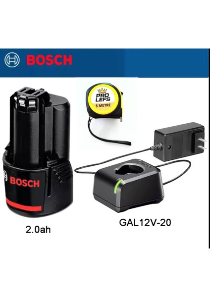 Gba 12V 2.0AH Professional Akü (Tek) , Bosch Gal 12 V-20 Şarj Aleti ve Metre
