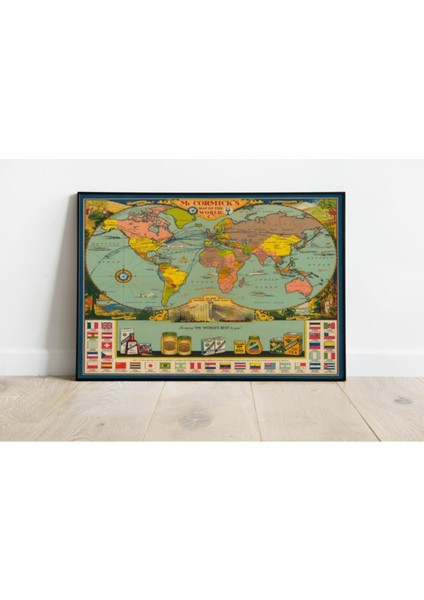 Mavi Dünya Haritası Sanatsal Duvar Posteri 60X90CM