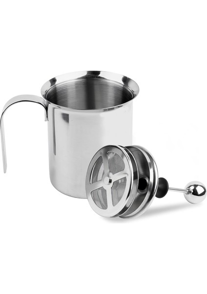 304 Çelik 500 ml Manuel Presli Kahve Süt Köpürtme Potu Sütlük Pitcher MT192