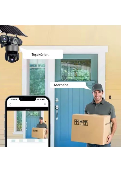 Ultimate Blm-77 6mp (3+3) 2 Kameralı 3 Ekranlı Ultrahd 4g Güneş Enerjili Akıllı Güvenlik Kamerası